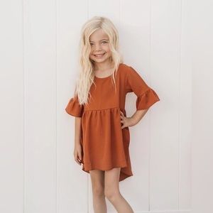 Bailey’s Blossoms Spencer Ruffle Sleeve HIGH-LOW DRESS - Cornucopia Orange 4T